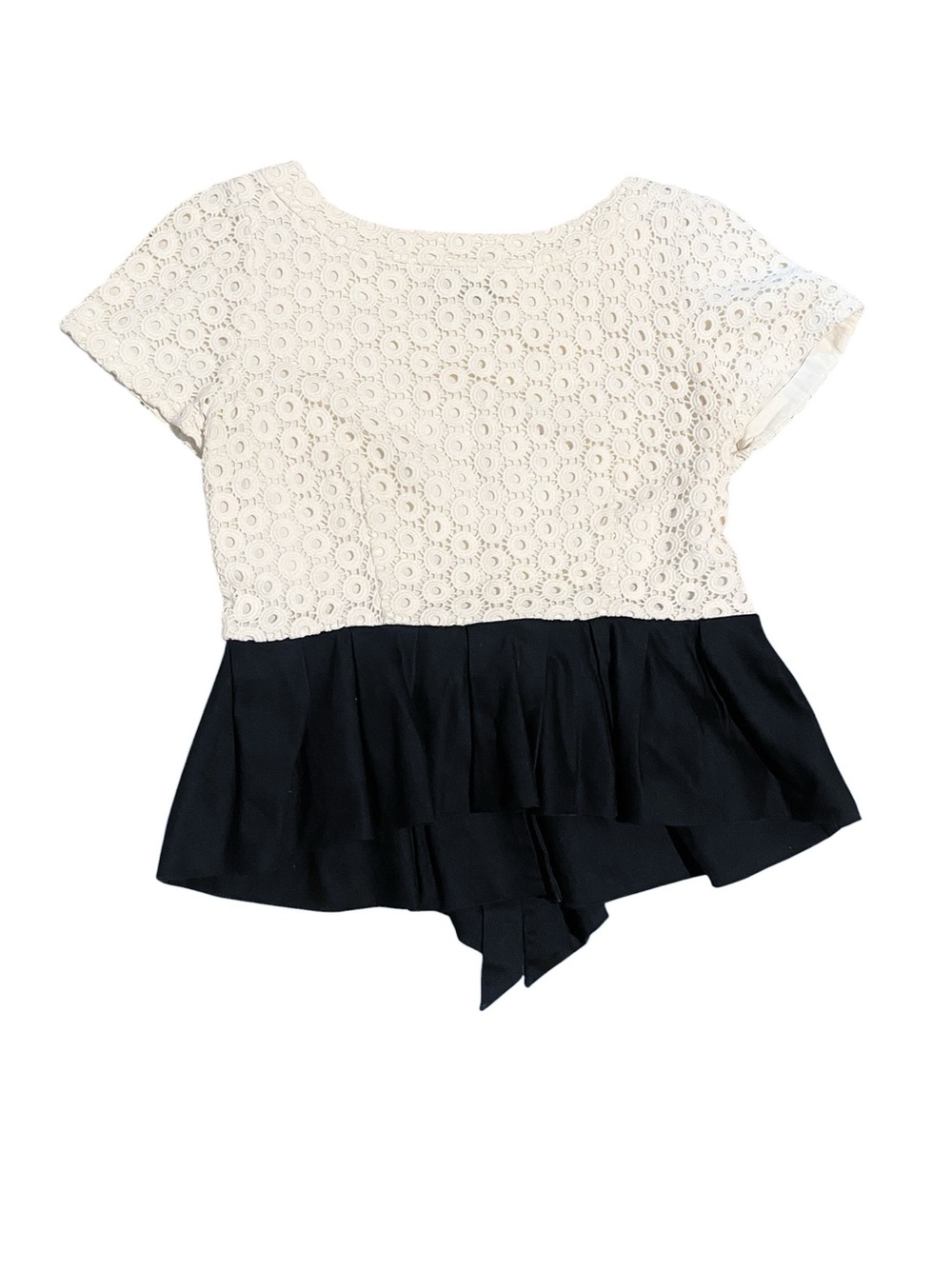 Australian Designer Natasha Gan Eyelet Peplum Top With Bow Size Medium